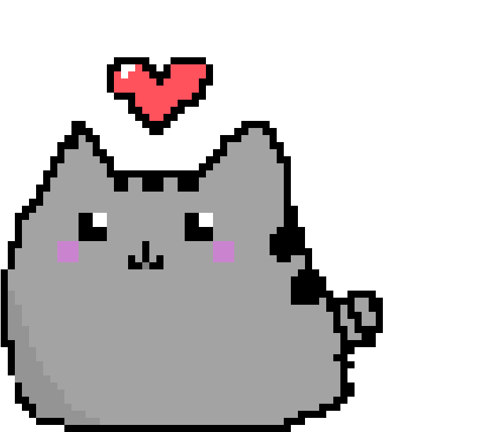 Pixel Art Pusheen <3 - Pixel Cat With Heart (740x670), Png Download