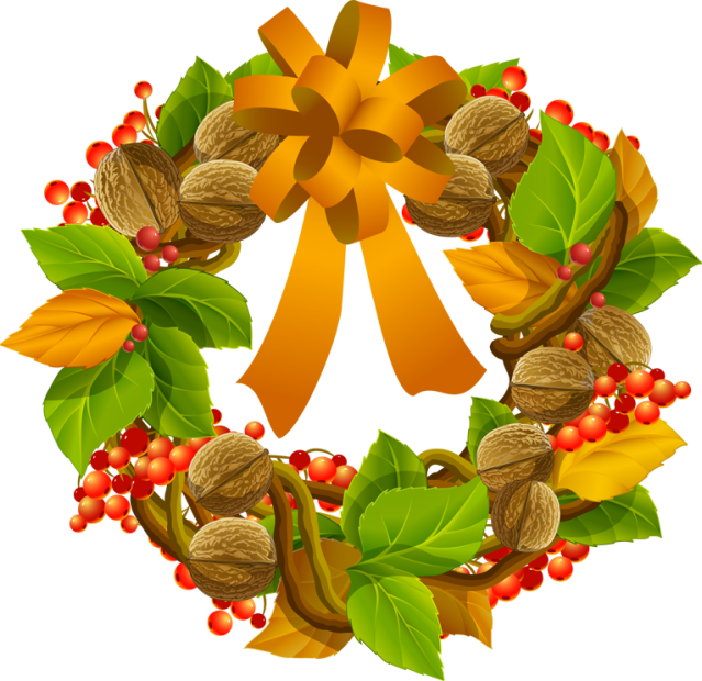 Thanksgiving Clipart Wreath - Thanksgiving Wreath Pic Clip Art (639x620), Png Download