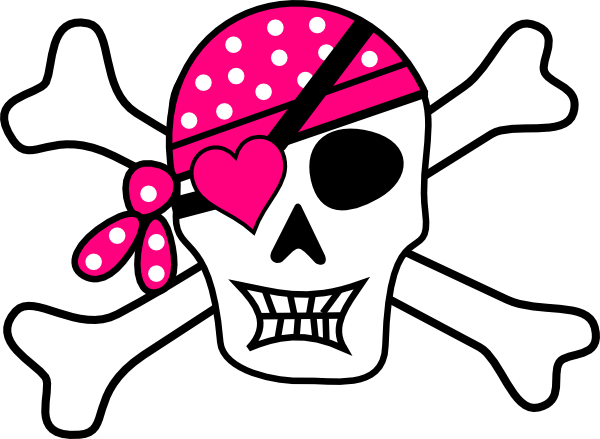 Crossbones Cliparts - Skull And Crossbones Pink (600x439), Png Download