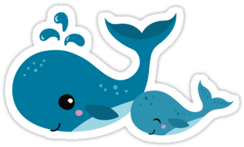 Cute Whale Png Pic - Baby Blue Whale Cartoon (375x360), Png Download