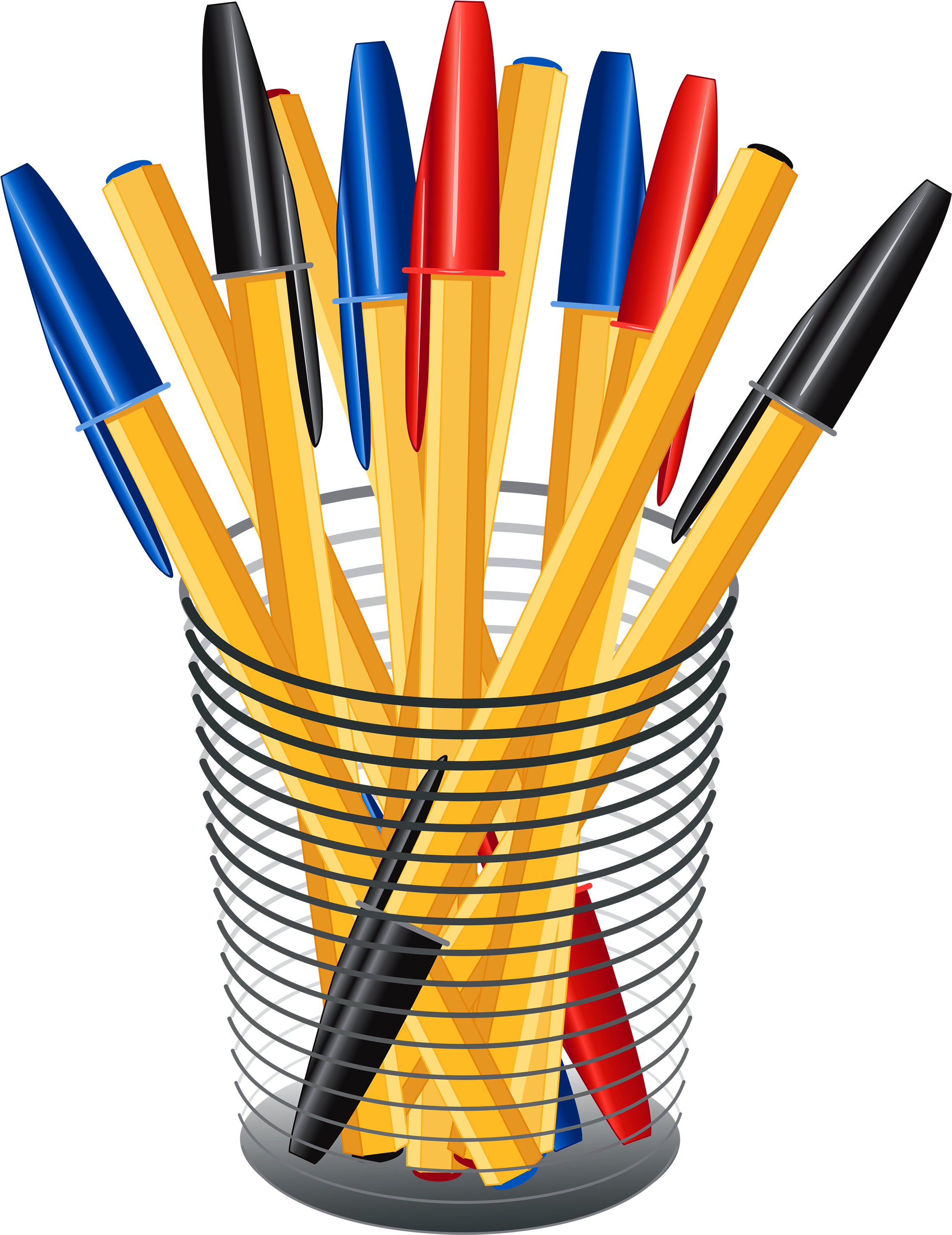 Metal Cup With Pens Png Clip Art - Pens Clipart (2313x3000), Png Download