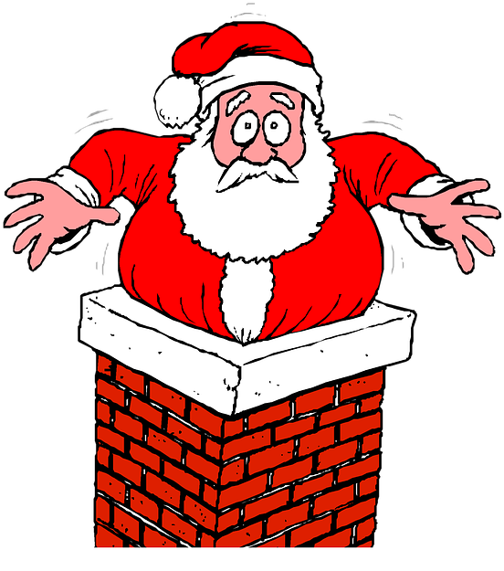 Htwb Santa Stuck In Chimney 1 - Santa Chimney Png (564x640), Png Download