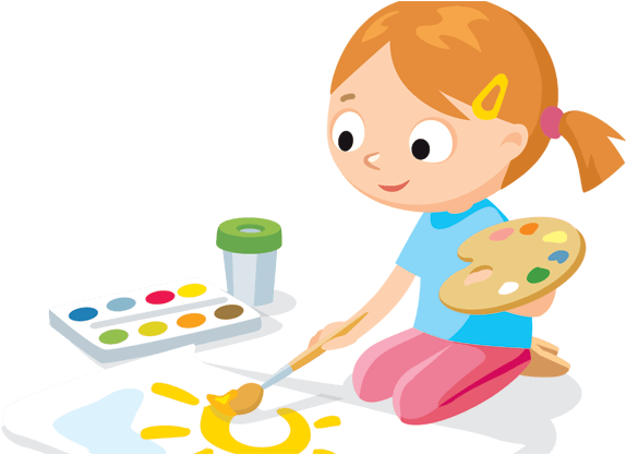 Kids Painting Png - Children Painting Clipart (670x415), Png Download