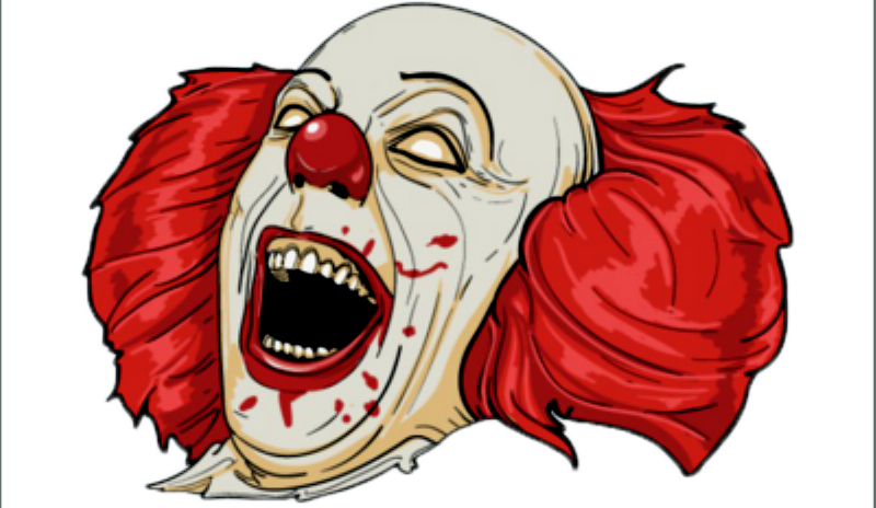 Untitled - Scary Clown: Adults Coloring Book (800x464), Png Download