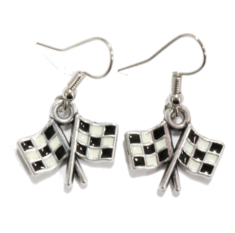 Checkered Flag Earrings - Earring (480x480), Png Download