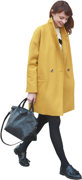 Cutout Women Yellow Coat - Coat (564x846), Png Download