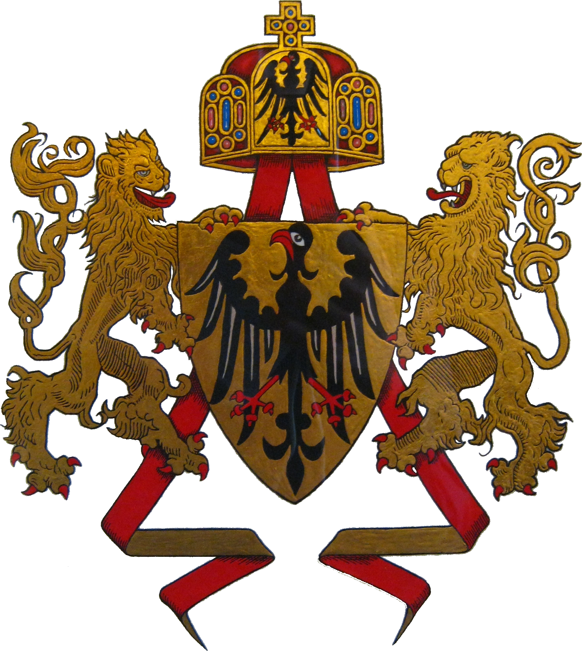 Großes Wappen Der Stadt Aachen - Wappen Der Stadt Aachen (1969x2205), Png Download