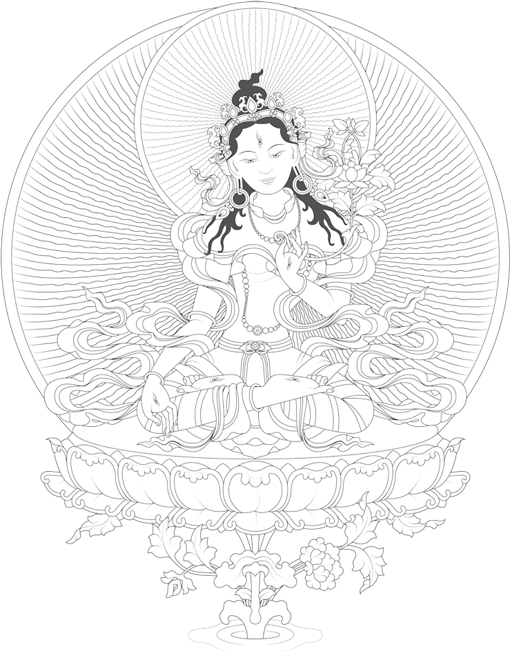 White Tara - Thangka Sketch Tara (750x975), Png Download