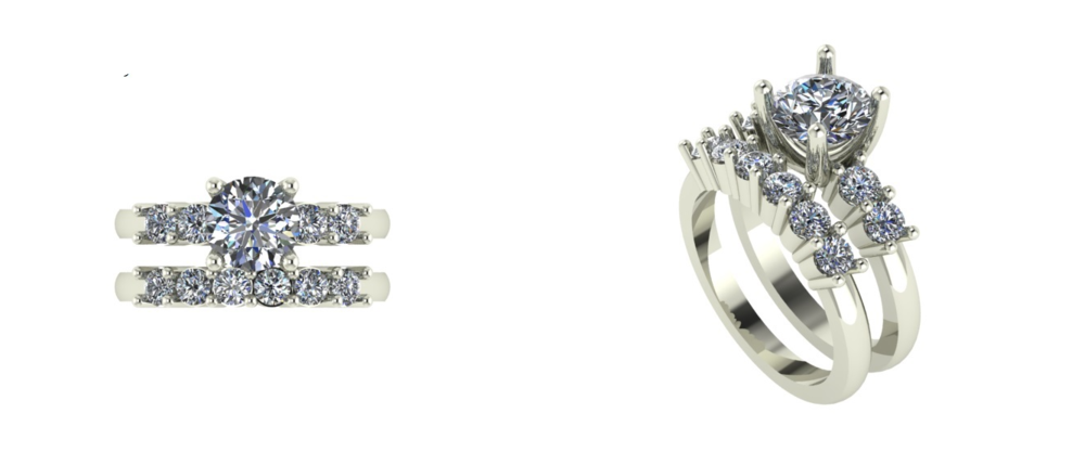 Megan's Wedding Ring Top And Side (1000x417), Png Download