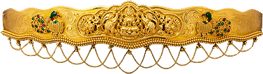 A Beautifully Detailed Kamarbandh Or Waistband Flanked - Kamar Bandh Png (418x360), Png Download