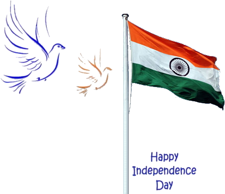 Indian Flag With Birds - Happy Independence Day 2018 India (443x412), Png Download