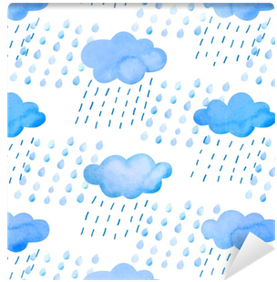 Seamless Pattern With Watercolor Clouds And Rain Wallpaper - Watercolor Painting (400x400), Png Download