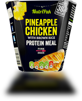 Pineapple Chicken With Brown Rice - Nutripak Pineapple Chicken With Brown Rice Protein (322x394), Png Download