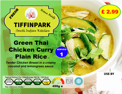 Green Thai Chicken Curry / Plain Rice 450g - Fsu (500x500), Png Download