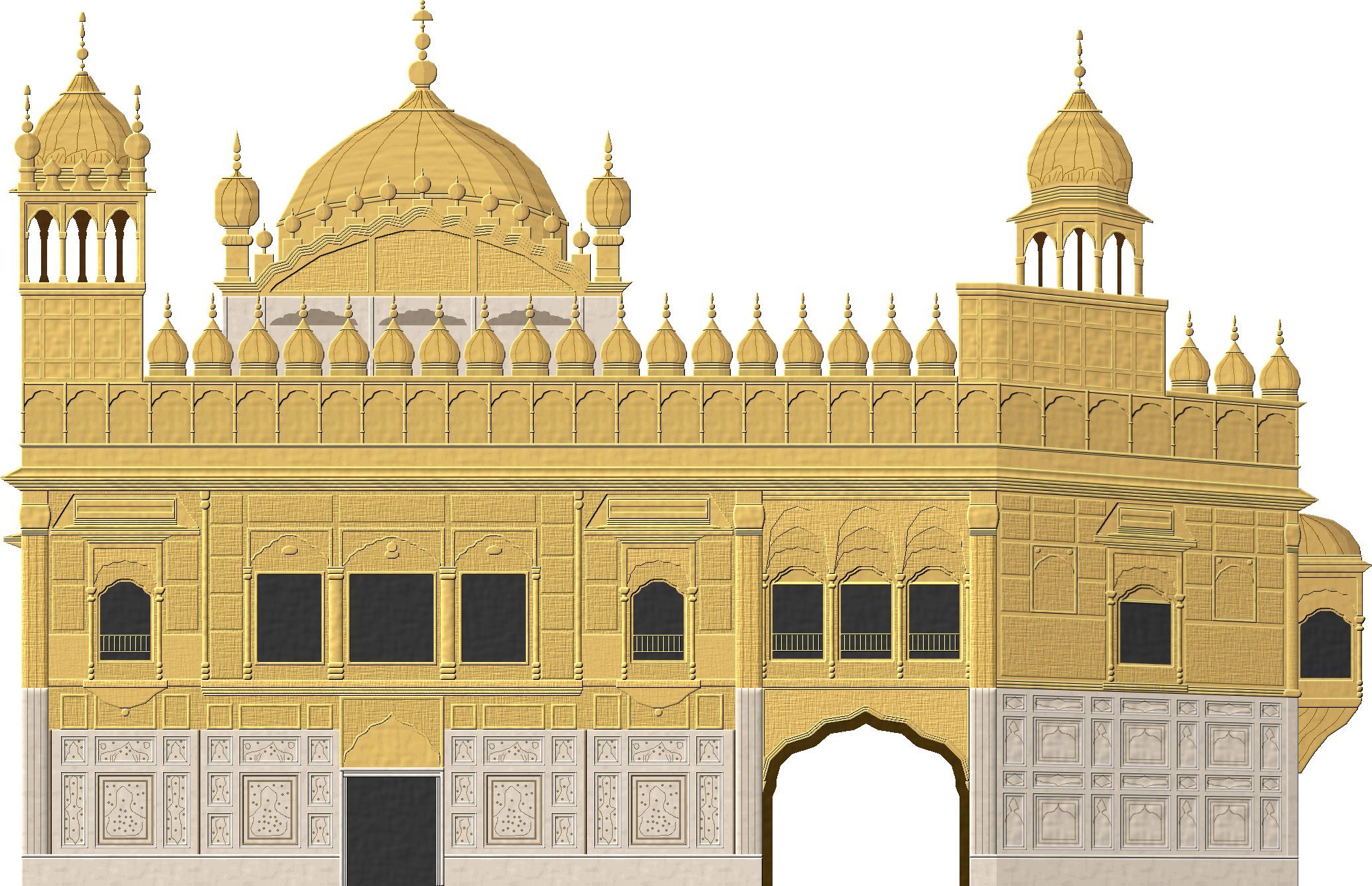 Golden Temple Amritsar Drawing (2069x1337), Png Download