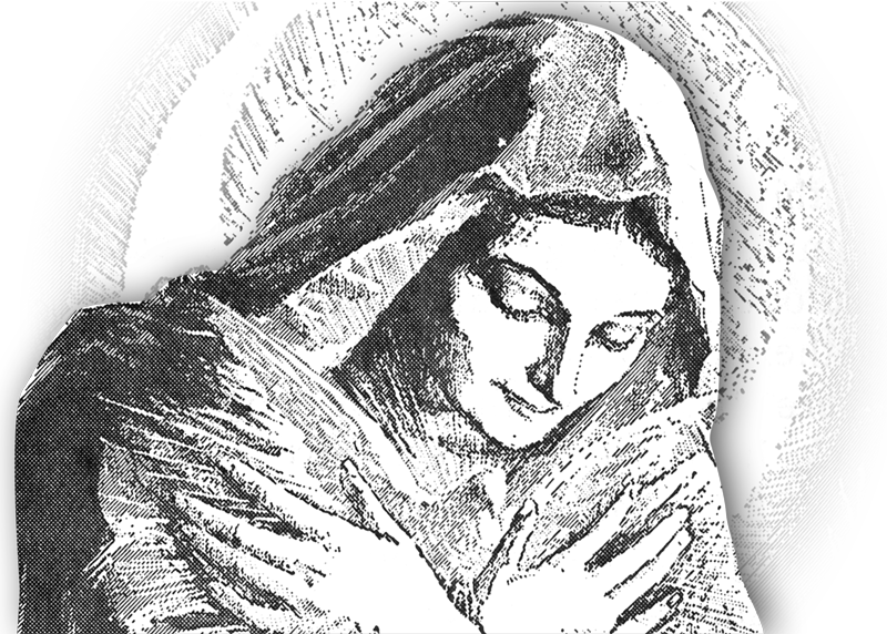 Hail Mary - Mary Mother Of God Black And White (800x572), Png Download