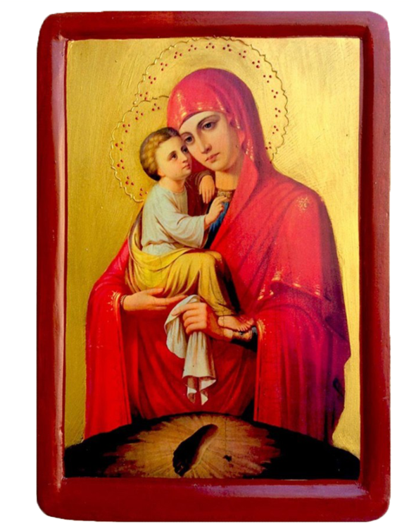 Icon Virgin Mary - Virgin And Child Painting Christian Art (580x794), Png Download