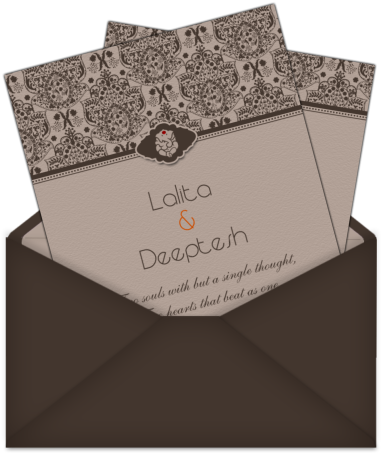 Brown Damask Pattern Email Wedding Card Template With - Двусторонняя Обложка Для Книг Bestseller М 7.1.2 (406x471), Png Download