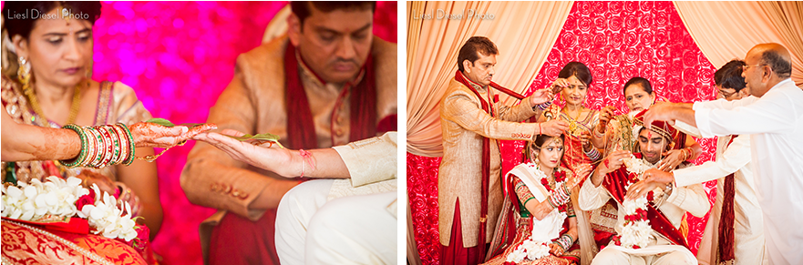 Mandap Ceremony Bride Groom Gold Pink Red Ivory Indian - Los Angeles (900x310), Png Download