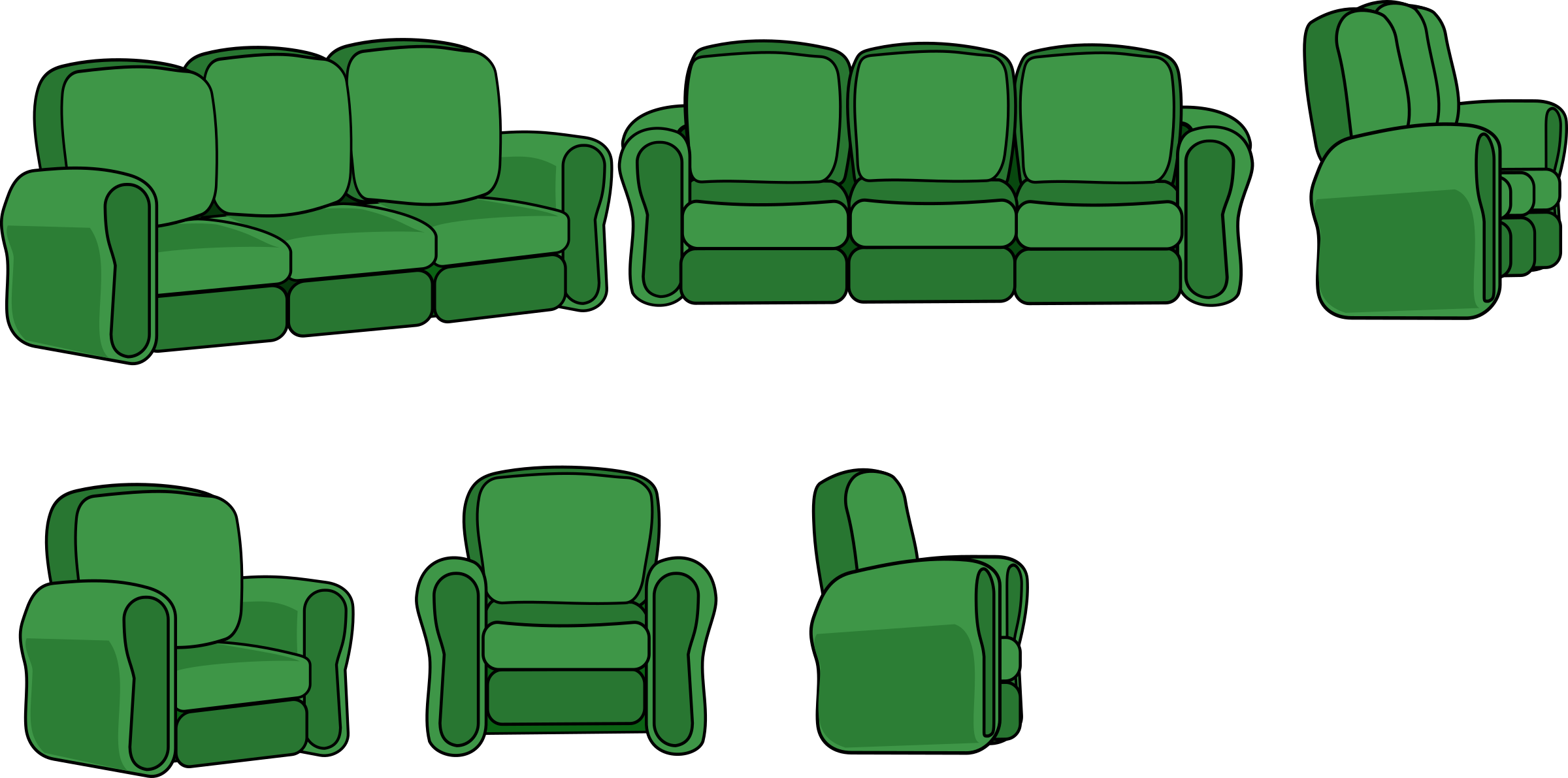 Big Image - Sofa Clipart Side View (2400x1191), Png Download