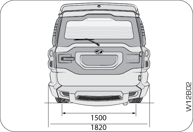 2 Rear View - Scorpio Dimensions In Feet (661x452), Png Download