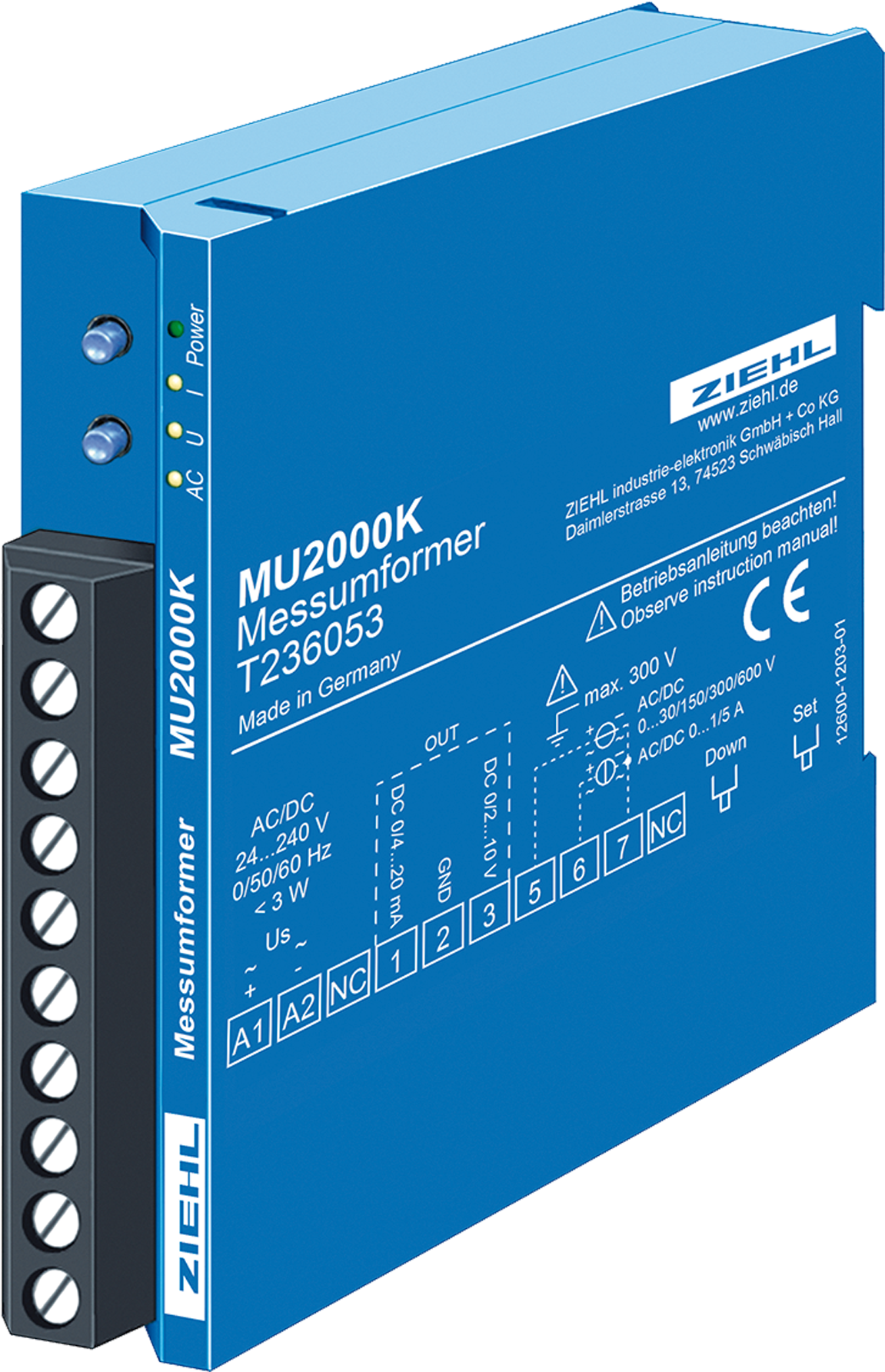 Universal Measuring Transducer Type Mu2000k - Transducer Ziehl Industrie-elektronik Gmbh (3840x2160), Png Download