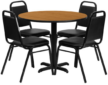 Hdbf1003 Flash Furniture - Round Office Table And Chairs (376x376), Png Download