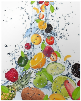 Fruits Falling In Water Splash, Isolated On White Background - Fruit And Water Hd (400x400), Png Download