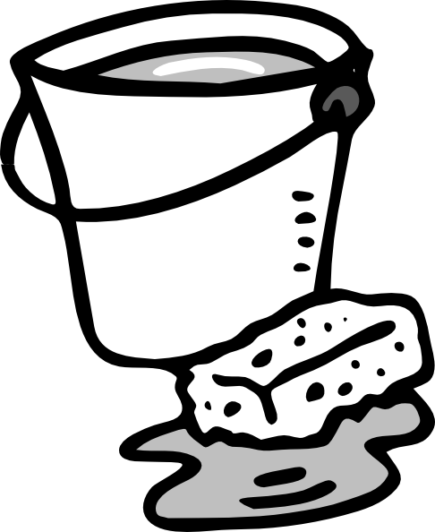Bucket And Sponge B - Clipart Cleaning Bucket (486x594), Png Download