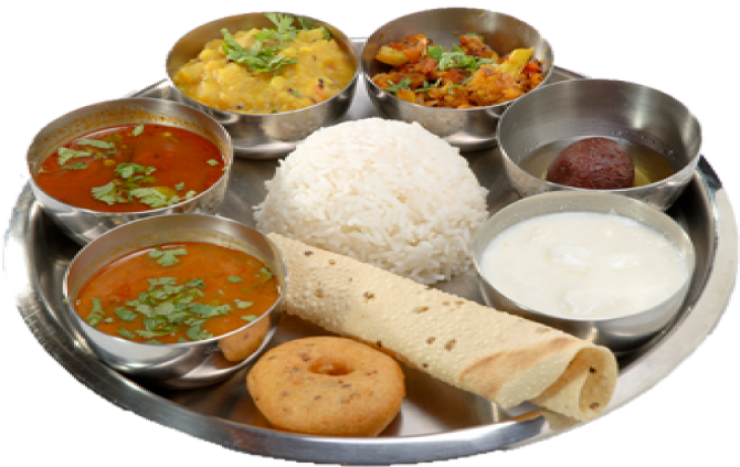 Thali Menu - Veg Thali Png (670x423), Png Download