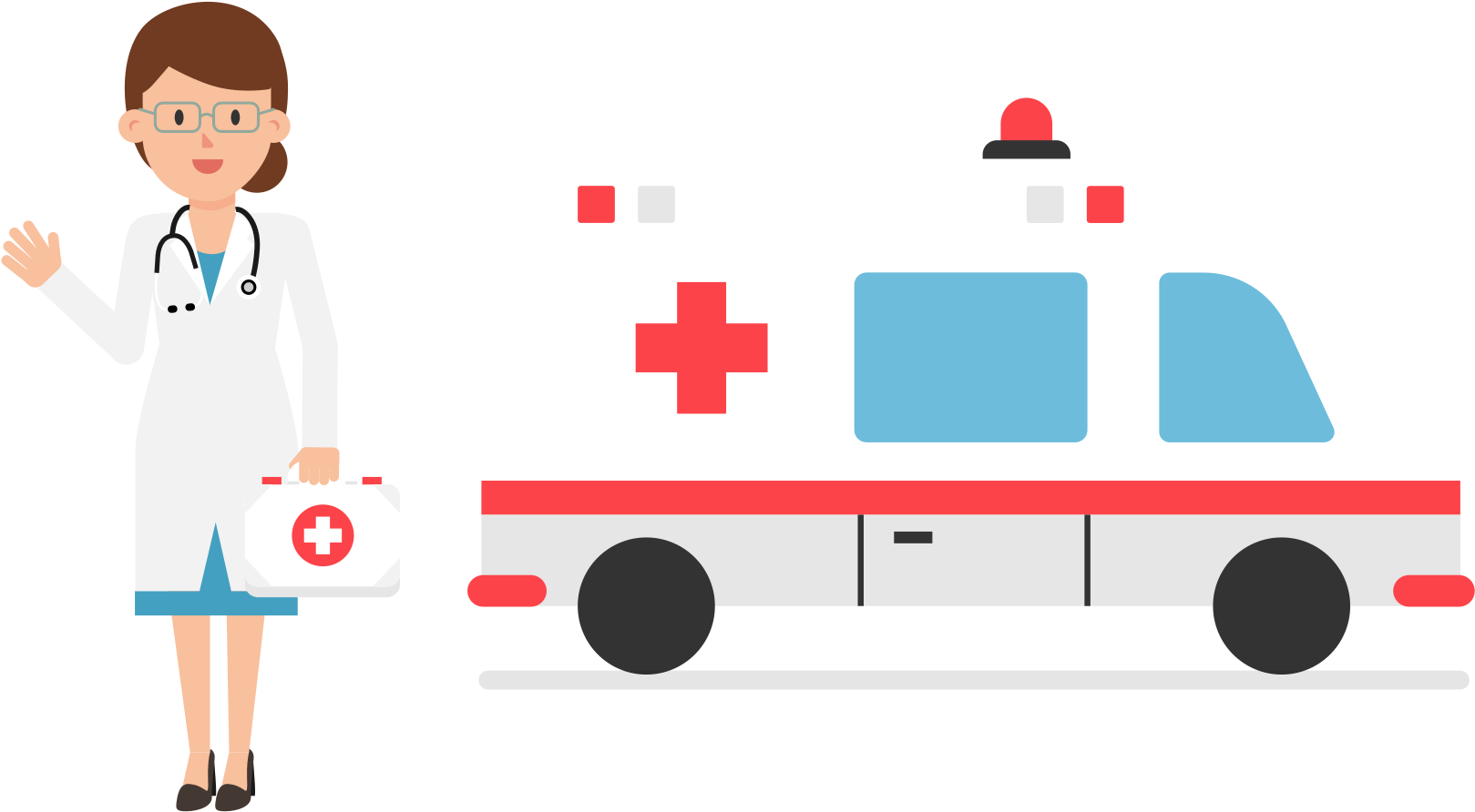 Open - Doctor And Ambulance Clipart (2000x1126), Png Download