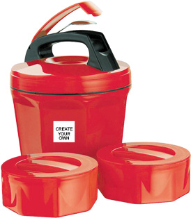 Create Your Own Octomeal Lunch Box H85 Red - House Of Gift Red Lunch Box 2 Plastic Containers With (284x426), Png Download