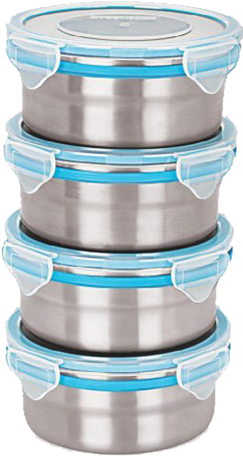 Steel Lock Airtight Steel Lunch & Tiffin Box - Steel Lock Hl- 1251 Airtight 4 Pc 200 Ml Each Lock (832x711), Png Download
