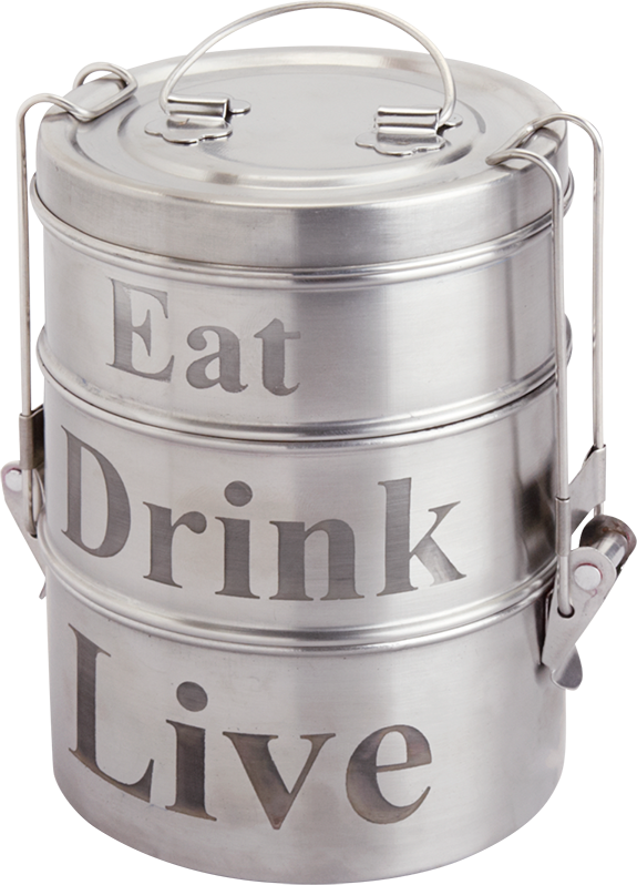 Stainless Steel Lunch Tin - Eat, Drink, Live Tiffin (575x798), Png Download
