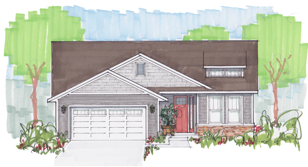 1,524 Sf Craftsman Style - Garage (1080x600), Png Download