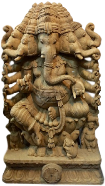 Big Sitting Ganesh - Carving (300x400), Png Download