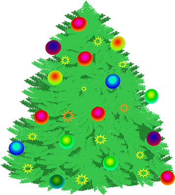 Christmas Tree With Decorations - Christmas Treewith Lights Clip Art Png (363x413), Png Download