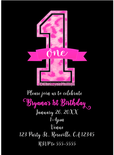 Pink And Black Cheetah Leopard Print One 1st Birthday - Leopard (500x500), Png Download