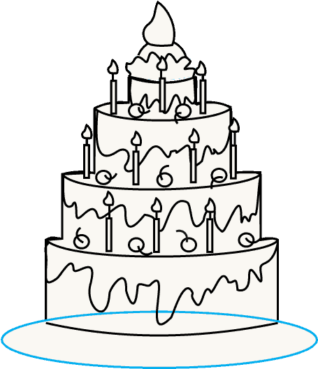How To Draw Cake - Drawing (678x600), Png Download