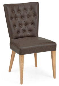 Hyde Park Vintage Oak / Distressed Bonded Leather Dining - Bentley Designs High Park Oak Leather Upholstered Dining (600x600), Png Download