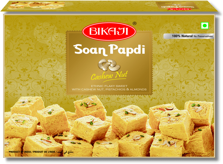 Soan Papdi With Cashew Nuts - Bikaji Soan Papdi Cashew (730x545), Png Download