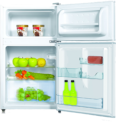 45625 Midea White Double Door Bar Fridge - Bar Fridge With Freezer (600x600), Png Download