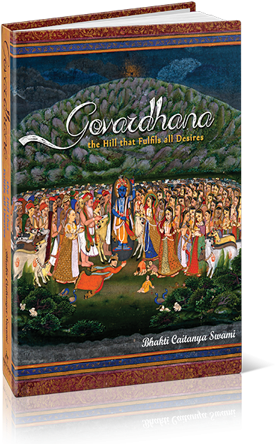 The Hill That Fulfills All Desires - Krishna Lifting Mount Govardhan (427x648), Png Download