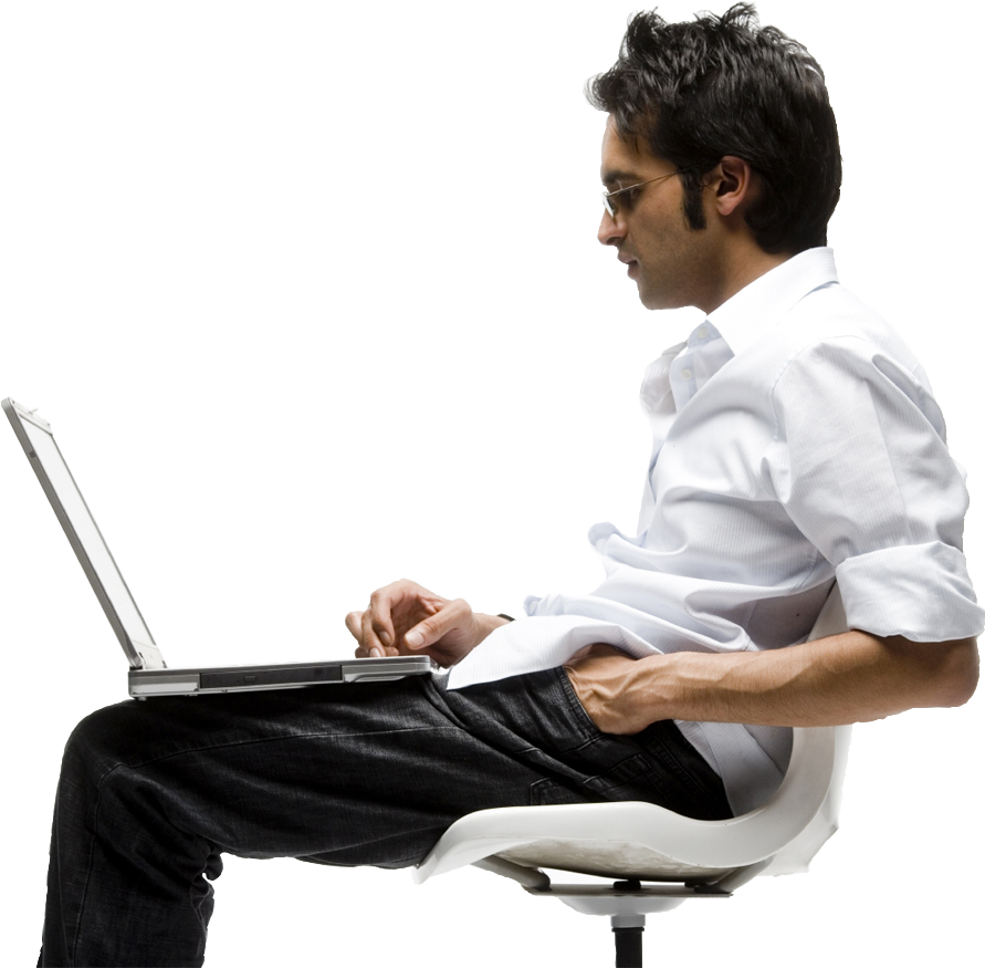 Man With Laptop - Person On Laptop Png (891x875), Png Download