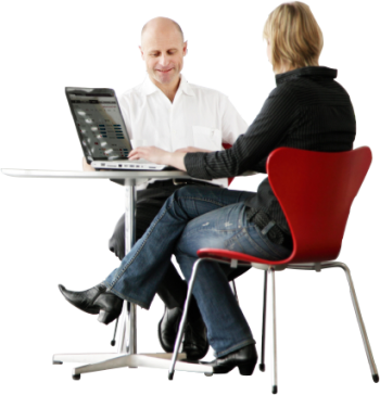 Man Sitting At Desk Png Transparent Man Sitting At - Person At Desk Png (350x364), Png Download