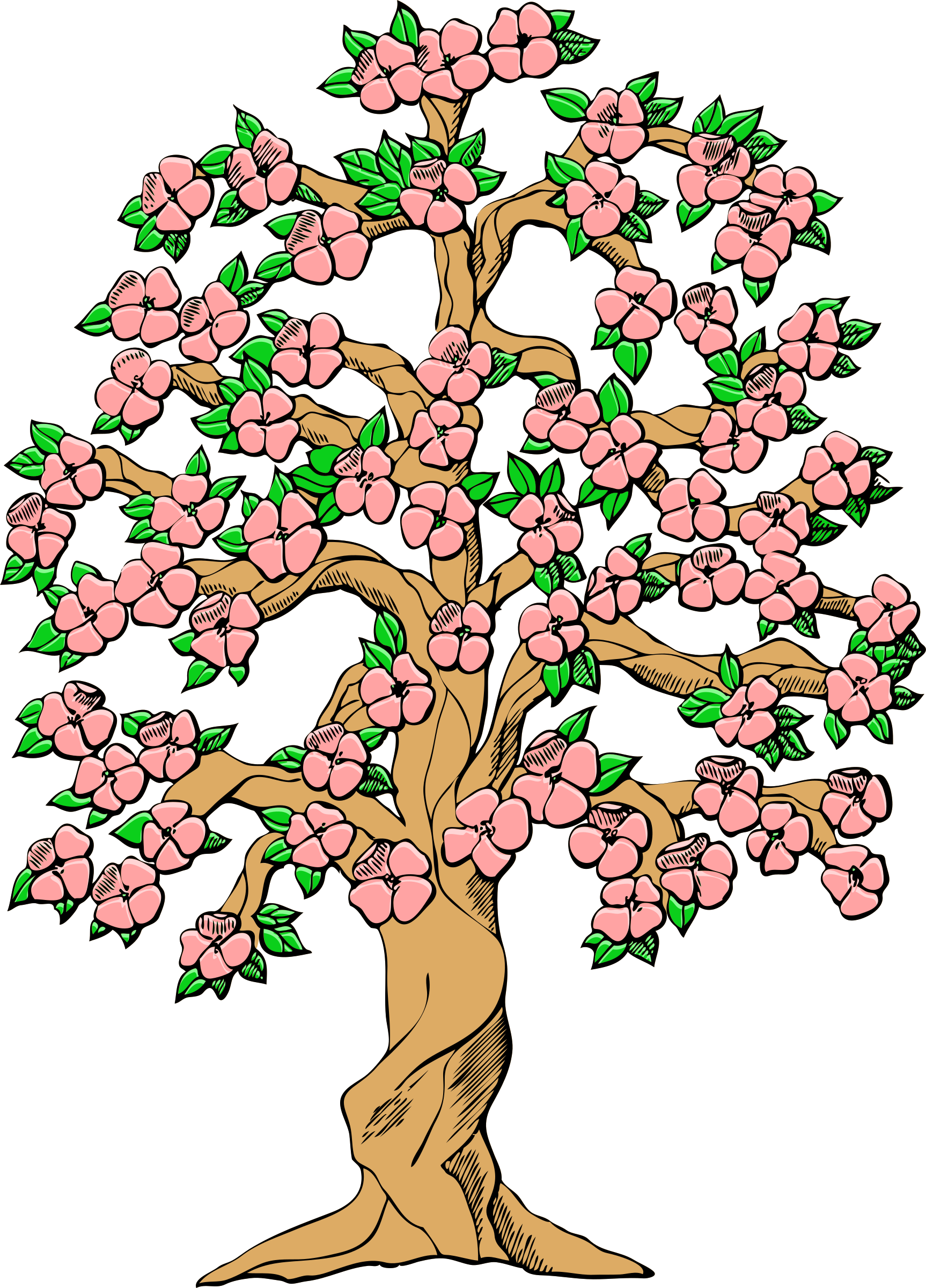 Tree With Color Png - Tree Clip Art (1726x2400), Png Download