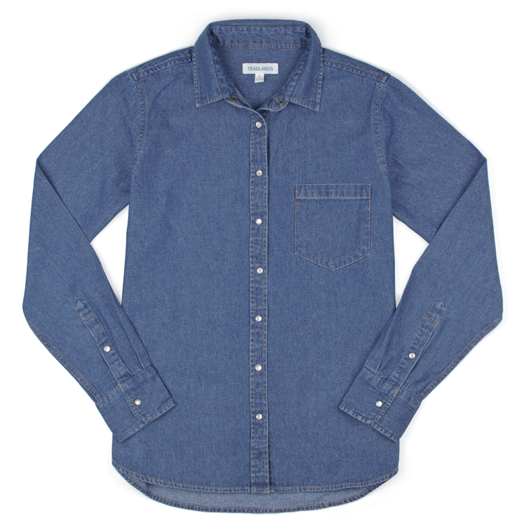 101 Washed Denim Shirt - Button (750x750), Png Download
