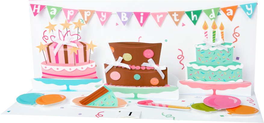 Cakes - Pop-up Panoramics Greeting Card - Festive Cakes (902x450), Png Download