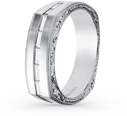 Hand Engraved Wedding Bands For Men Kirk Kara Mens - Kirk Kara Artin 18k White Gold Scrollwork Men's Diamond (444x444), Png Download