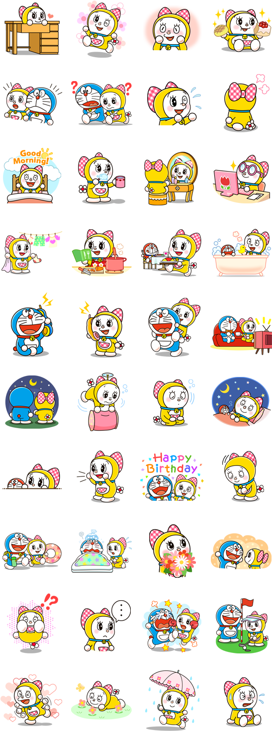 Doraemon & Dorami By Fujiko-pro - Pompompurin Telegram Stickers (562x1500), Png Download